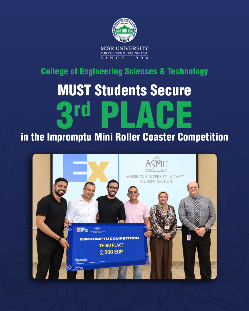 ASME EFx AUC طلاب هندسة جامعة مصر للعلوم و التكنولوجيا يحصدون المركز الثالث في مسابقة Mini Roller Coaster بمؤتمر